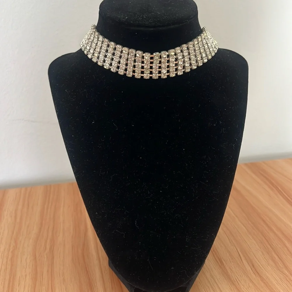 Vintage Y2K Full 5 Row Rhinestone McBling Choker